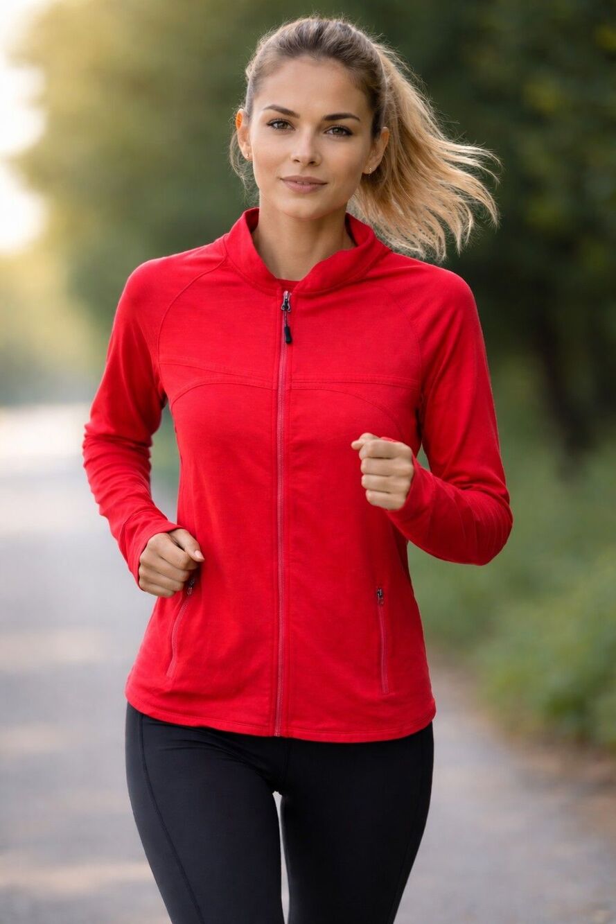 Skirt Sports Full Zip Active Stretch Fit Red Jacket Red Size M